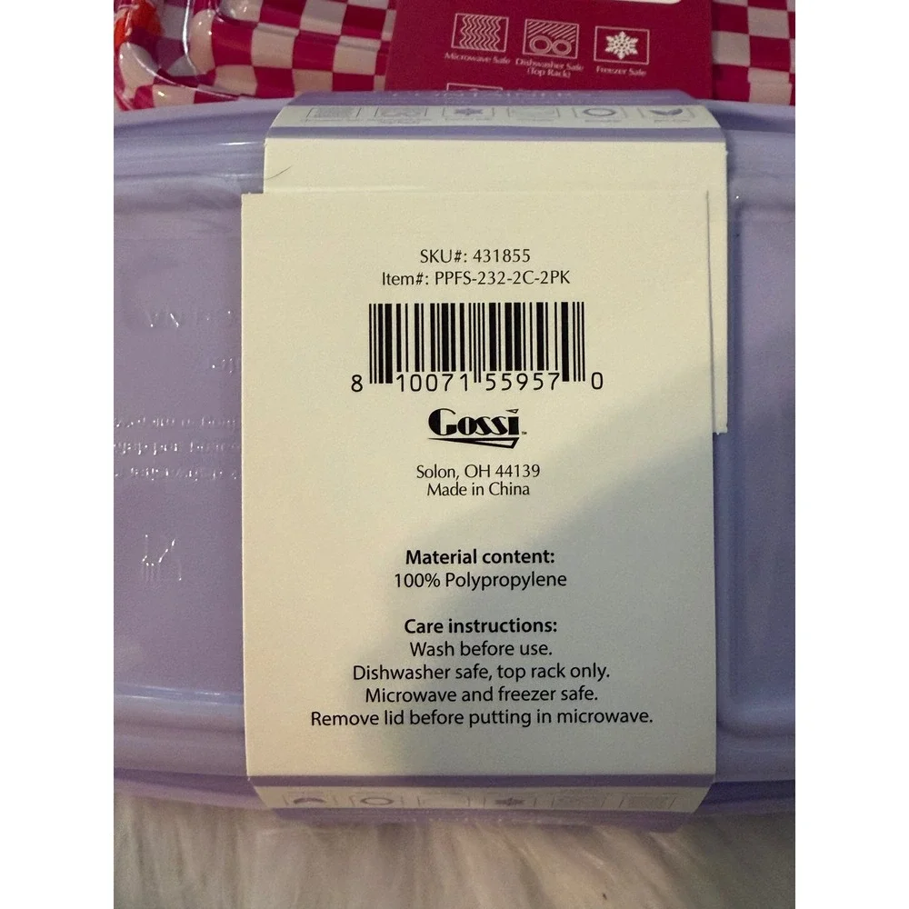 Flip n Fresh Gossi Cherry Checkered Food Storage Containers 4pc Set Pink Blue